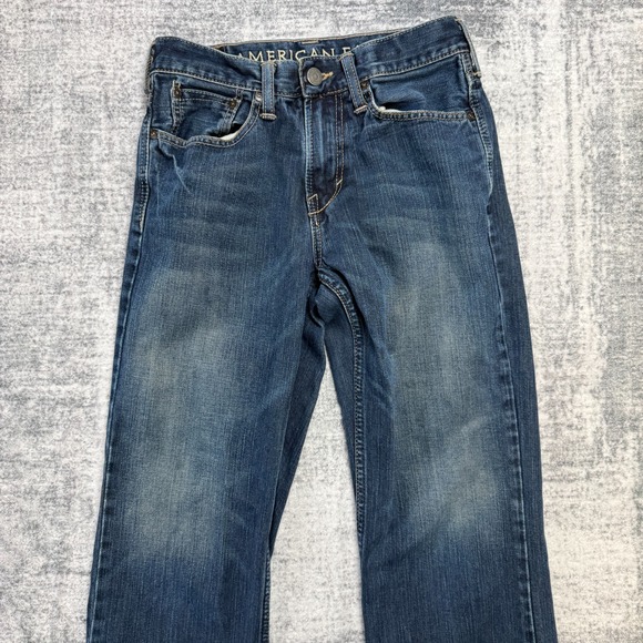 Y2K American Eagle Jeans Mens 28x30 (27x28) Bootcut Faded Denim Western Skater - Picture 3 of 13